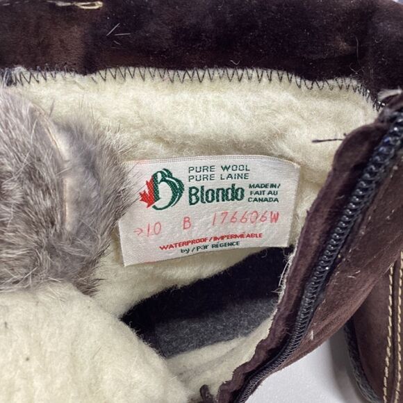 Vintage Blondo Suede Rabbit Fur Lace-Up Winter Snow Boots Brown Women’s Size 10 - Picture 9 of 11